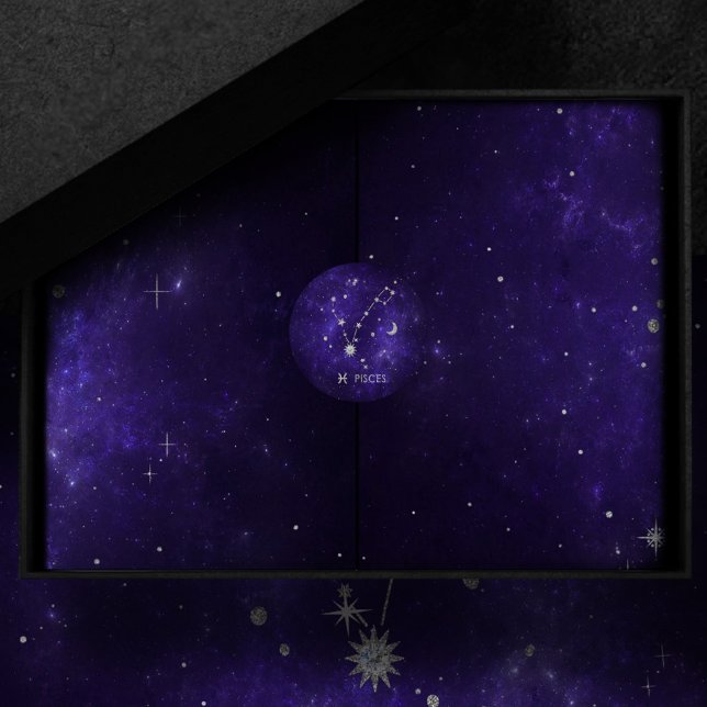 Zodiac Purple Pisces | Cosmic Astrology Horoscope Classic Round Sticker (Creator Uploaded)