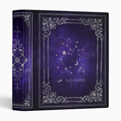 Zodiac Purple Sagittarius  Astrology Horoscope 3 Ring Binder