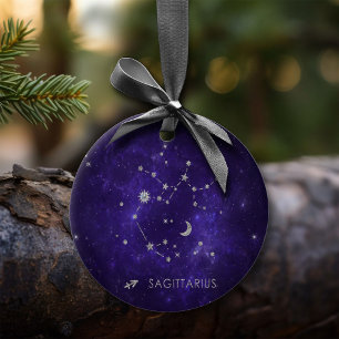 Zodiac Purple Sagittarius Astrology Horoscope Ceramic Ornament