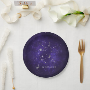 Zodiac Purple Sagittarius Astrology Horoscope Paper Plates