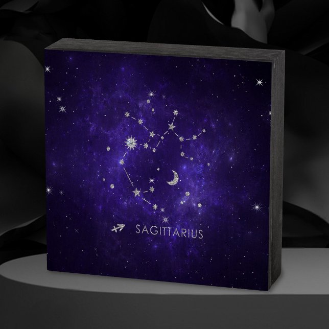 Zodiac Purple Sagittarius | Astrology Horoscope Wooden Box Sign (Creator Uploaded)