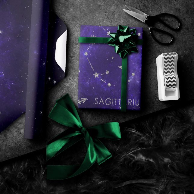 Zodiac Purple Sagittarius | Astrology Horoscope Wrapping Paper (Creator Uploaded)
