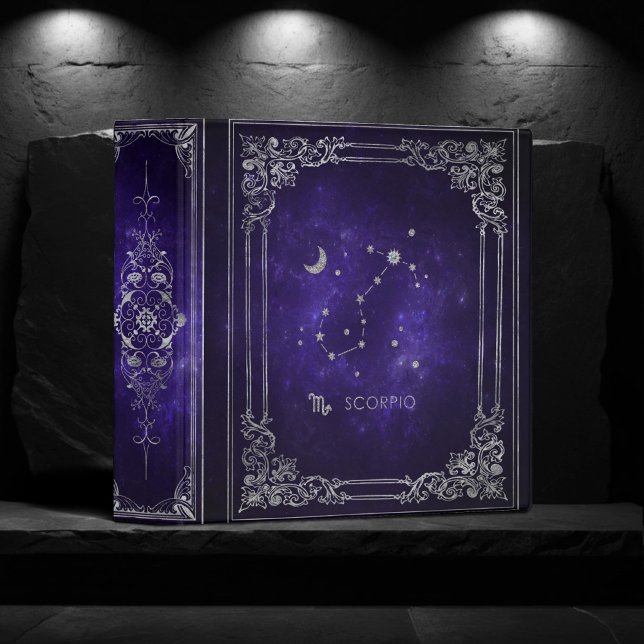 Zodiac Purple Scorpio | Cosmic Astrology Horoscope 3 Ring Binder (Creator Uploaded)