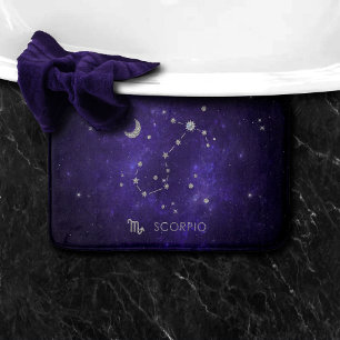 Zodiac Purple Scorpio   Cosmic Astrology Horoscope Bath Mat