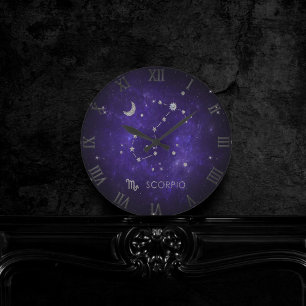 Zodiac Purple Scorpio   Cosmic Astrology Horoscope Round Clock