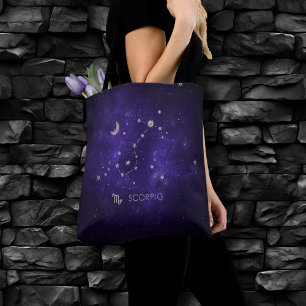 Zodiac Purple Scorpio   Cosmic Astrology Horoscope Tote Bag