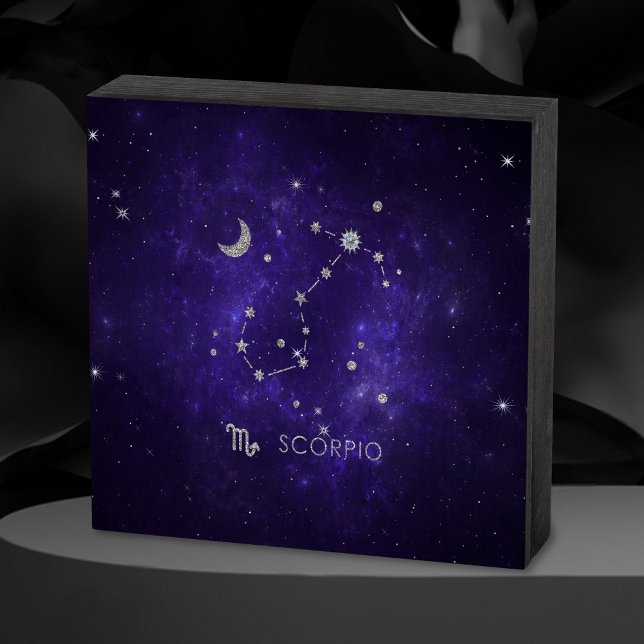 Zodiac Purple Scorpio | Cosmic Astrology Horoscope Wooden Box Sign (Creator Uploaded)