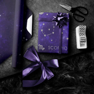 Zodiac Purple Scorpio Cosmic Astrology Horoscope Wrapping Paper