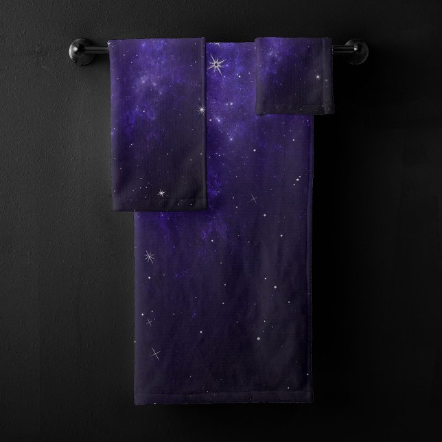 Zodiac Purple Stars | Cosmic Astrology Horoscope Bath Towel Set (Creator Uploaded)
