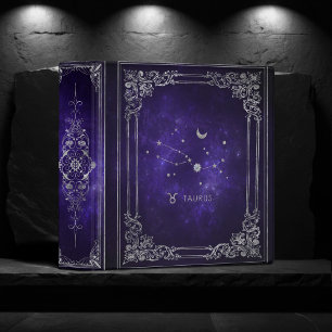 Zodiac Purple Taurus Cosmic Astrology Horoscope 3 Ring Binder