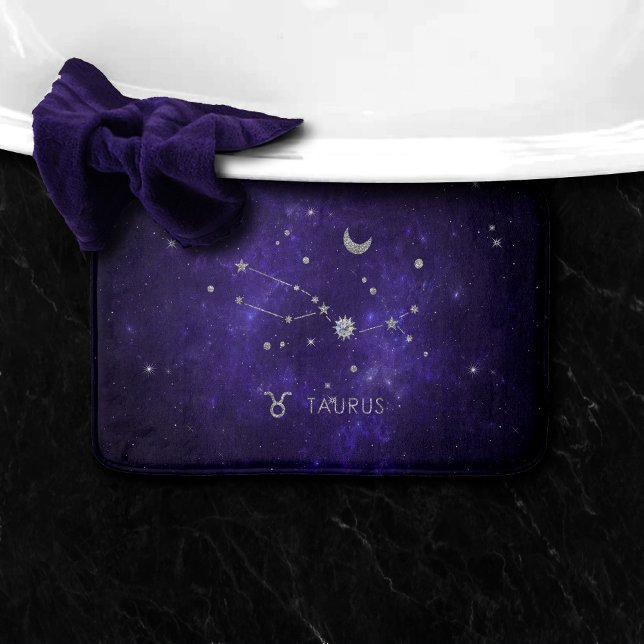 Zodiac Purple Taurus | Cosmic Astrology Horoscope Bath Mat (Creator Uploaded)