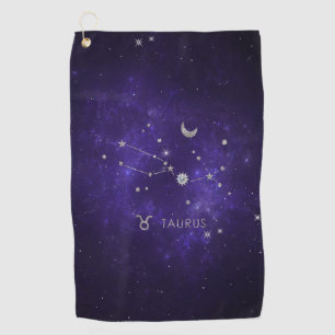 Zodiac Purple Taurus Cosmic Astrology Horoscope Golf Towel