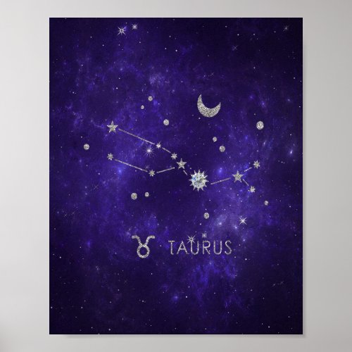 Zodiac Purple Taurus  Cosmic Astrology Horoscope Poster