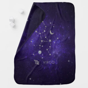 Zodiac Purple Virgo Cosmic Astrology Horoscope Baby Blanket