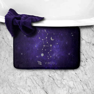 Zodiac Purple Virgo Cosmic Astrology Horoscope Bath Mat