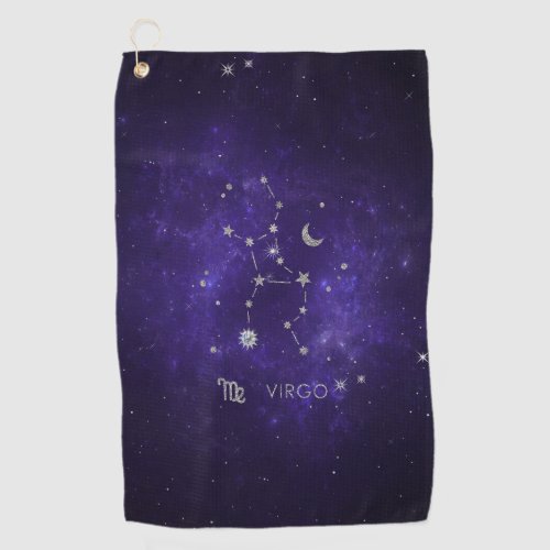 Zodiac Purple Virgo  Cosmic Astrology Horoscope Golf Towel