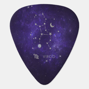 Zodiac Purple Virgo Cosmic Astrology Horoscope Guitar Pick