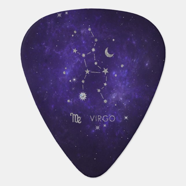 Zodiac Purple Virgo | Cosmic Astrology Horoscope Guitar Pick (Front)