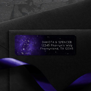 Zodiac Purple Virgo Cosmic Astrology Horoscope Label