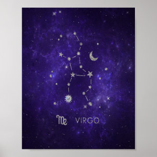 Zodiac Purple Virgo Cosmic Astrology Horoscope Poster