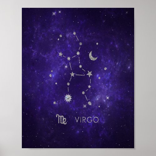 Zodiac Purple Virgo  Cosmic Astrology Horoscope Poster