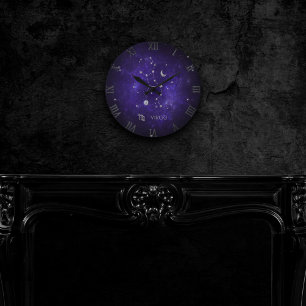 Zodiac Purple Virgo   Cosmic Astrology Horoscope Round Clock