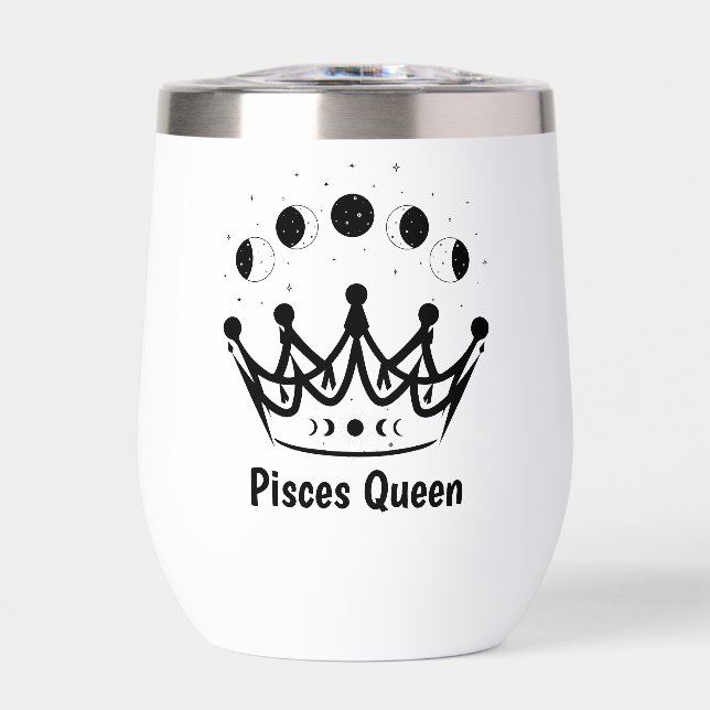 Zodiac Queen Astrology Celestial Mystical Witchy Thermal Wine Tumbler (Front)