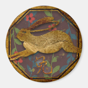 Zodiac Rabbit with Chinese Symbol Magnet