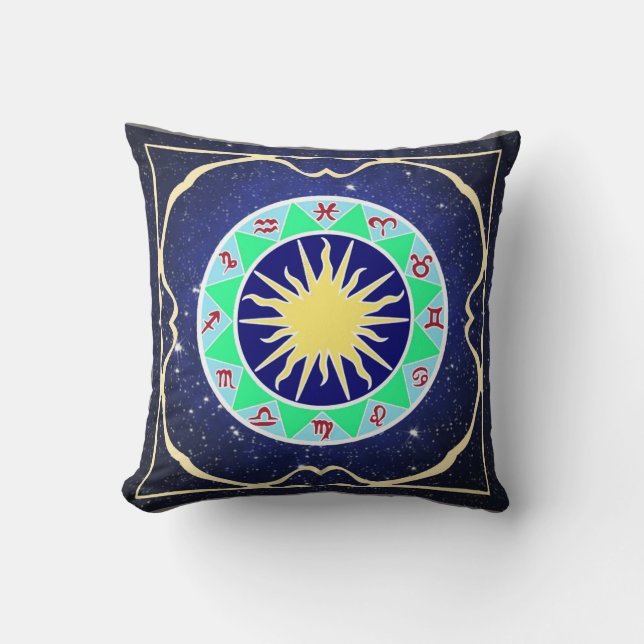Zodiac Reversible Throw Pillow (Front)