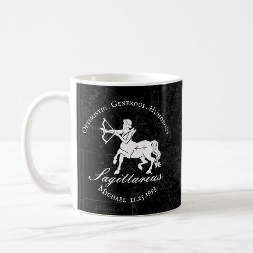 Zodiac Sagittarius Astrology Custom Vintage Black Coffee Mug