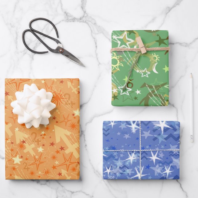 Zodiac Sagittarius Capricorn CancerTrio Wrapping Paper Sheets (Front)