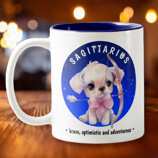 Zodiac Sagittarius Cute Watercolor custom name Two-Tone Coffee Mug