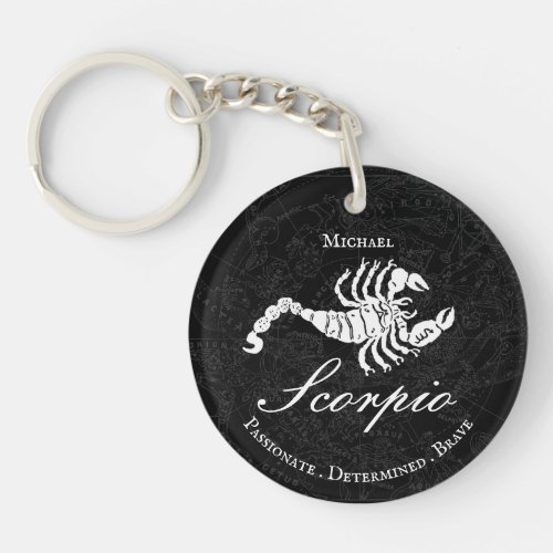 Zodiac Scorpio Astrology Personality Black Custom Keychain