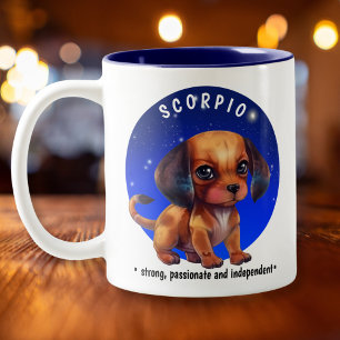 Zodiac Scorpio Cute Watercolor custom name date Two-Tone Coffee Mug