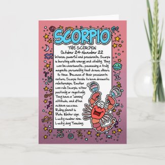 Zodiac - Scorpio Fun Facts Card