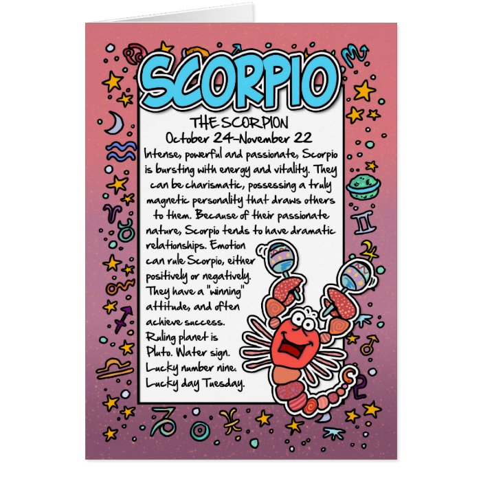 Zodiac   Scorpio Fun Facts Cards