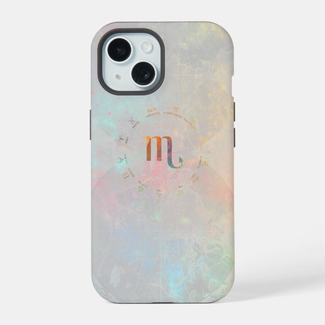 Zodiac Scorpio Map-White Design Iphone Case (Back)