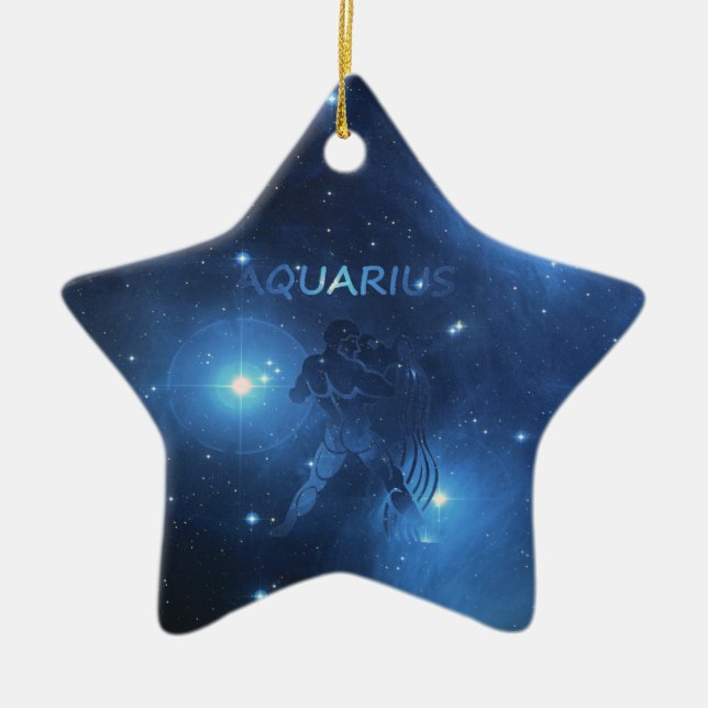 Zodiac sign Aquarius Ceramic Ornament (Front)
