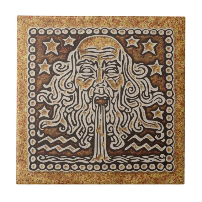 ZODIAC SIGN AQUARIUS CERAMIC TILE (Front)