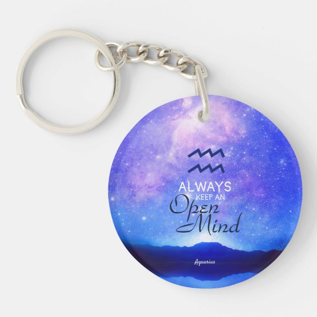 Zodiac Sign Aquarius Dreamy Sky Quote  Keychain (Front)