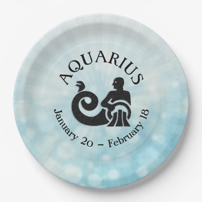 Zodiac Sign Aquarius Horoscope Astrology party Paper Plates (Front)