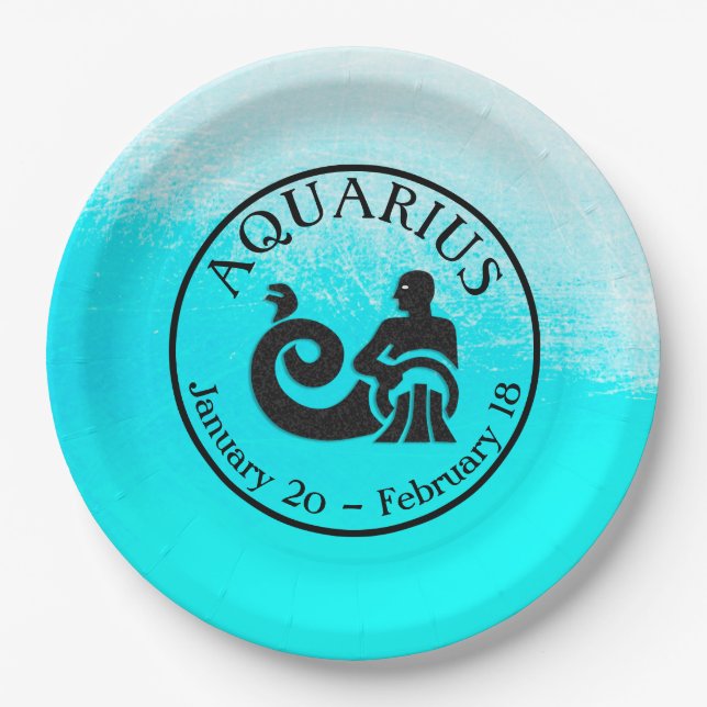 Zodiac Sign Aquarius Horoscope Astrology party Paper Plates (Front)