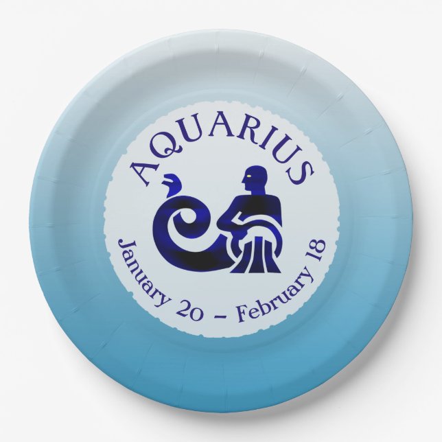 Zodiac Sign Aquarius Horoscope Astrology party Paper Plates (Front)