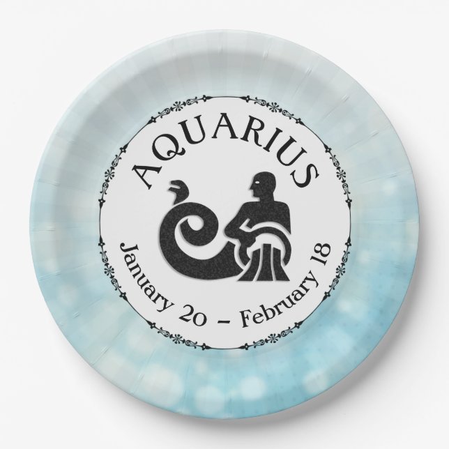 Zodiac Sign Aquarius Horoscope Astrology party Paper Plates (Front)