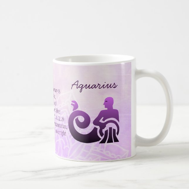 Zodiac Sign Aquarius Purple Astrology Symbol Coffee Mug (Right)