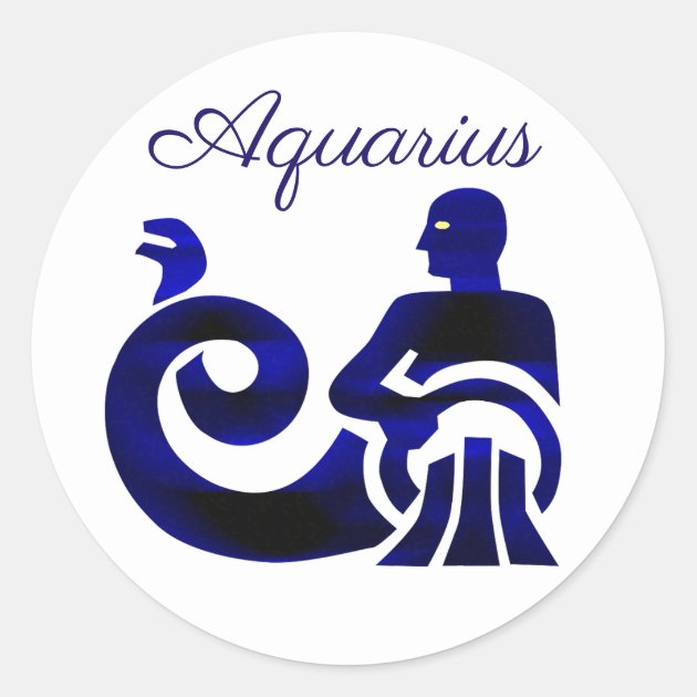 Zodiac Sign Aquarius Purple Horoscope Astrology Classic Round