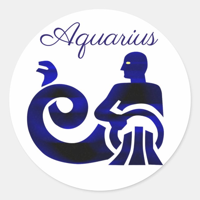 Zodiac Sign Aquarius Purple Horoscope Astrology Classic Round Sticker (Front)