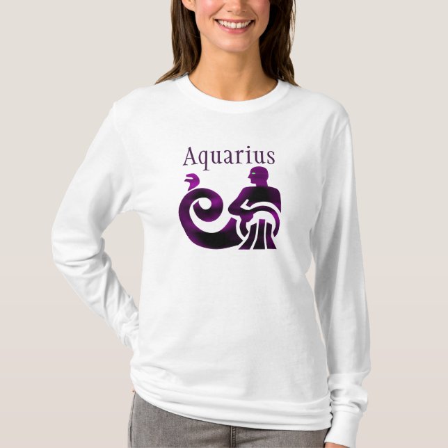 Zodiac Sign Aquarius Purple Horoscope Astrology T-Shirt (Front)