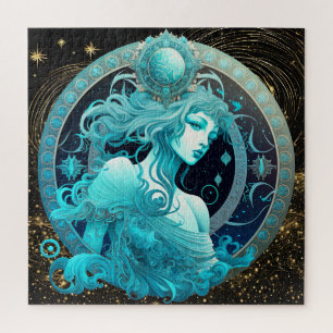Zodiac Sign Aquarius Puzzle, 20"x20" 676 pcs. Jigsaw Puzzle