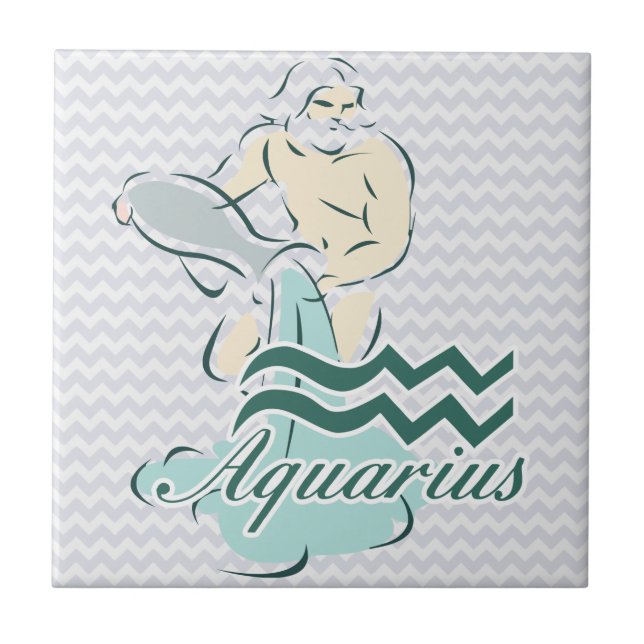 Zodiac Sign Aquarius Symbol Tile (Front)